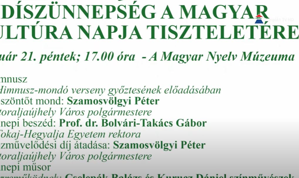 A Magyar Kultúra Napja tiszteletére rendeznek ünnepi eseményeket